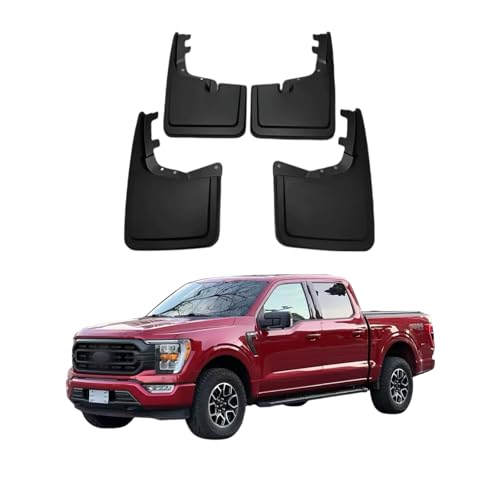 Image of No Drill Mud Flaps Splash Guards Compatible with Ford F150 2021-2026(Not Fit Raptor),OEM Style Textured Black Custom Fit All Weather Exterior Accessories(4PCS)