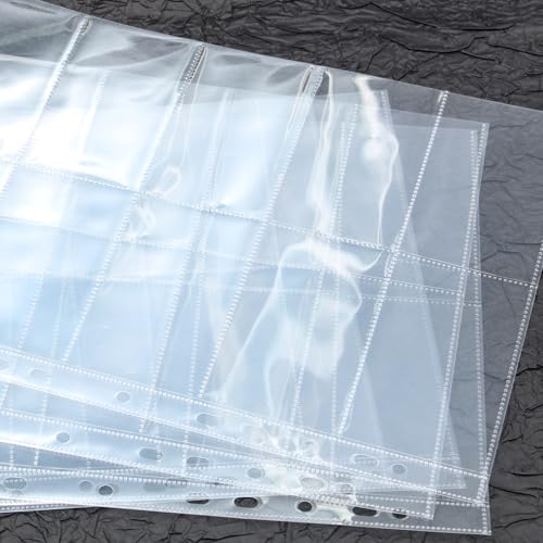 20 Pack Visitenkartenhülle A4,Visitenkartenhülle A4 mit 10 Fächern,Transparente Postkartenhüllen,Ultra-Clear Visitenkartenblätter mit 11 Löchern,Fotohüllen,Postkartenhüllen(104 * 59mm)