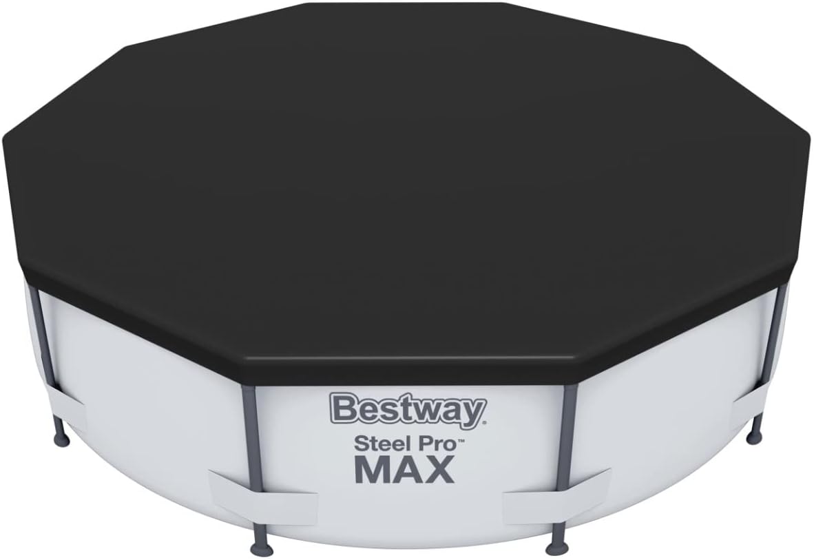 Bestway 58038-19 Flowclear Swimming Pool Cover for Steel Pro Max Round Pools, 15 ft, Black