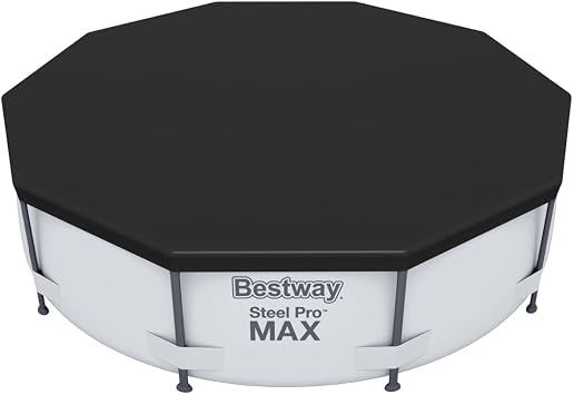 Bestway 58036-19 Flowclear Swimming Pool Cover for Steel Pro Max Round Pools, 10 ft, Black
