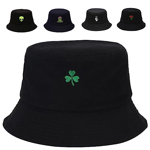 Image of Cotton Bucket Hat for Women Men Summer Travel Sun Beach Bucket Cap, Unisex Outdoor Fisherman Hat