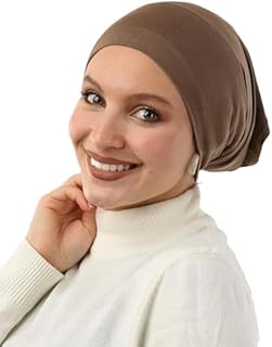 بونيه تركي بدون خياطة من القطن الناعم للنساء (بني)