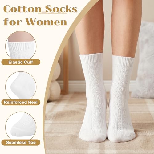 Image of Justay Crew Socks for Women - Soft Knit Boot Calf Comfortable Cute Dress Cotton Socks Gifts