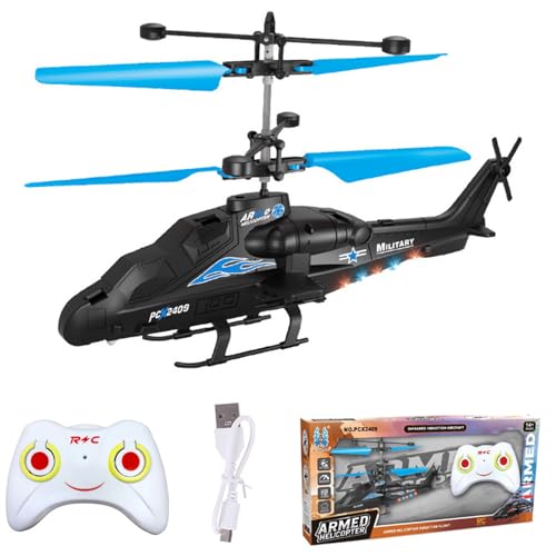 Helicóptero Teledirigido para Niños con Luces LED y Mando a Distancia - Juguete RC Durable, Anti-Caídas, Ideal para Principiantes - Baratos Regalo para Cumpleaños (Mini Dron para Niños y Niñas) Azul