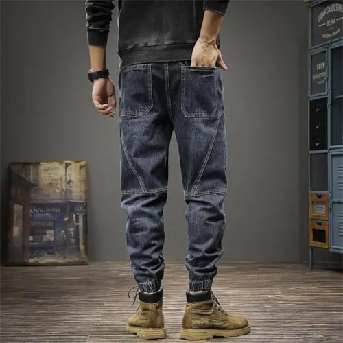 Men Ripped Cowboy Pants Trousers Flared with Holes Torn Retro Soft Jeans2