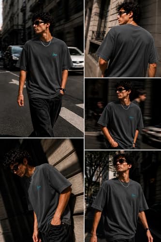 Image of Oversized T-Shirt for Men and Women, Black, White, and Charcoal Grey Colour, Cotton, Drop Shoulder Baggy Fit