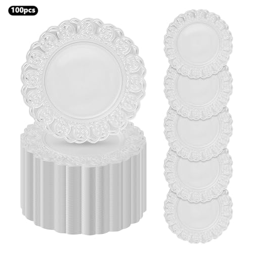Platos decorativos redondos plateados 13 in x 100 piezas miniatura 7