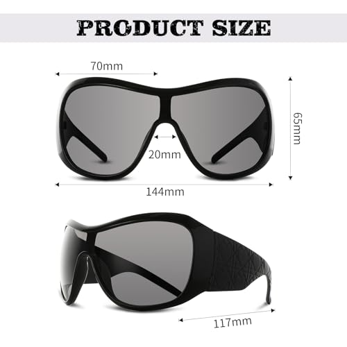 YOGFIT Trendy Oversized Sunglasses for Women Men Y2K Wrap Around Fashion Sunglasses2