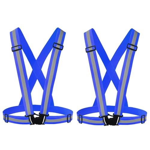 IRRERS Reflective Vest Running Gear 2Pack, High Visibility Adjustable Safety Vests for Women Men Night Walking Biking Running Hiking Jogging Blue