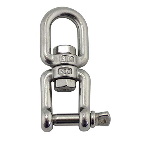 POFET 2 Stück Drehgelenk-Ring, 8 mm, robust, 304 Edelstahl, Seilwirbel, 304 Edelstahl Drehgelenk für Hängende Schaukel Sandsack und Diverse Drehbare Aufhängungen