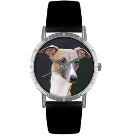 Whimsical Watches Kids R0130046 Classic Greyhound Black Leather and Silvertone Photo Watch