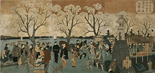 Tableau sur toile fleurs de cerisier Hiroshige 60x90cm pour deco salon