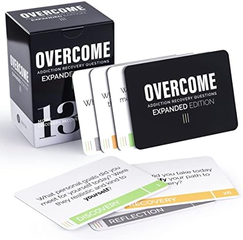 Overcome Expanded - Addiction Recovery Questions Group Therapy Game 130 Cards – Therapeutic & Counseling Conversations – Icebreaker for Substance Abuse, Relapse Prevention, Mental Health, Sobriety