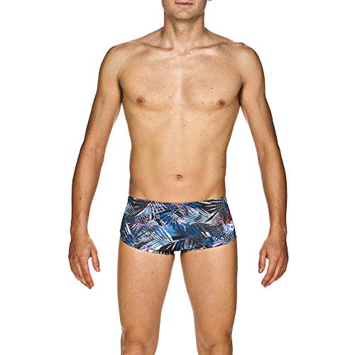 ARENA Mens Floral Allover Square Short MaxLife Swimsuit, Navy - Multi, 24 US