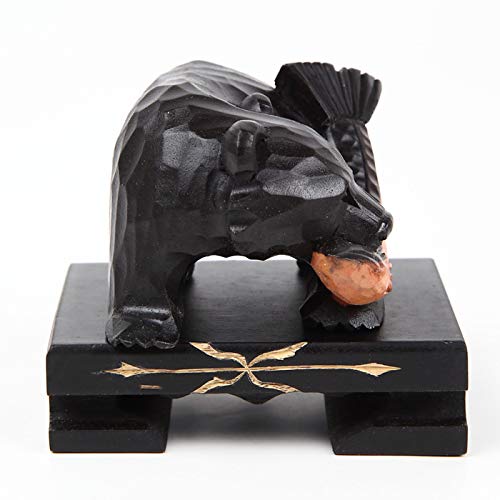 Amazon.co.jp: 木彫りの熊 鮭喰い熊 中 台付き : ホーム＆キッチン