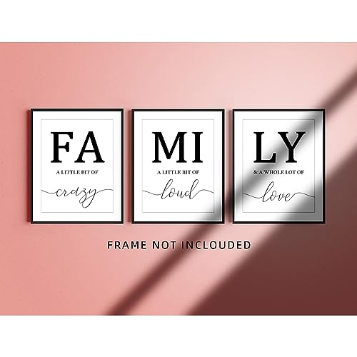 Family Poster Black and White Wall Art for Living Room 11x14 Canvas Prints Unframed Set of 3 - Image 3