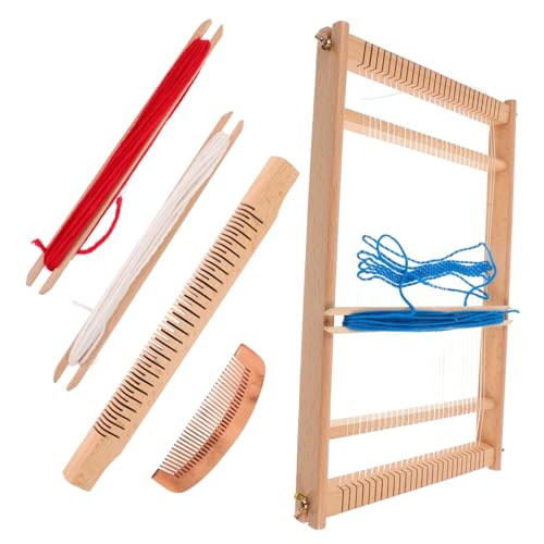 Gogogmee Cognitive Weaving Loom Tool Wooden Weaving Loom for Boys and Girls for DIY Craft Projects