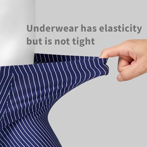 Men's Striped Modal Boxer Briefs Breathable Underwears Moisture-Wicking Stretch Trunks,4-Pack4