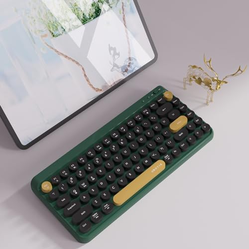 Image of UBOTIE Portable Bluetooth Colorful Computer Keyboards, Wireless Mini Compact Retro Typewriter Flexible 84Keys Design Keyboard