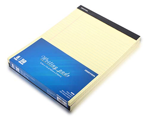 Image of Mintra Office Canary Legal Pads - With Micro-perforated sheets, Smooth-lined paper, Ideal for Office Tasks, Assignments or Notes, Meetings, and Journaling, 6 pack Wide Ruled, Basic Pad, 8.5 inchx11 inch