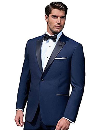 IKE Behar Midnight Blue Tuxedo with Black Peak Lapel