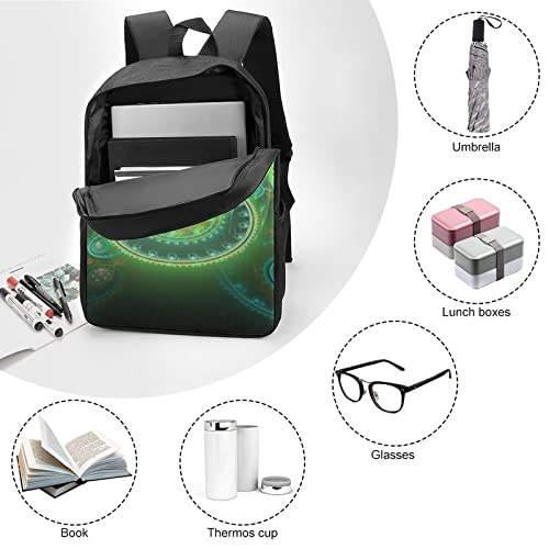 Sac à dos d'école 17 pouces imprimé 3D vert classique et unisexe pour voyage - 6