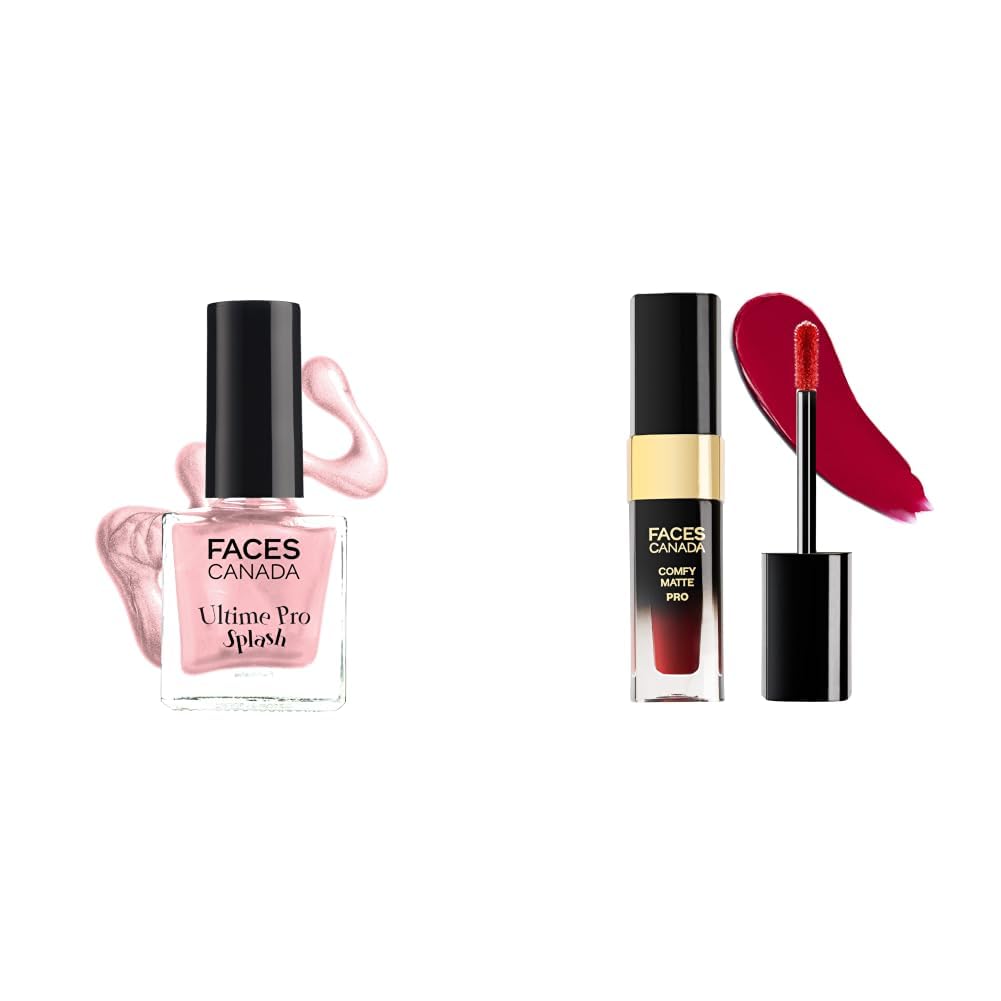 FACESCANADA Splash Glossy Finish Nail Enamel Twinkle 36 8ml & Comfy Matte Pro Liquid Lipstick - Revival Maroon 14, 5.5 ml-image-35