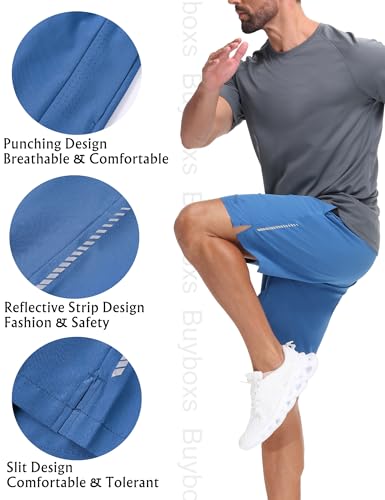 3-Pack Men's Sports Gym Fitness Shorts Quick Dry Running Shorts Casual Basketball Shorts Blue Dgrey Black M