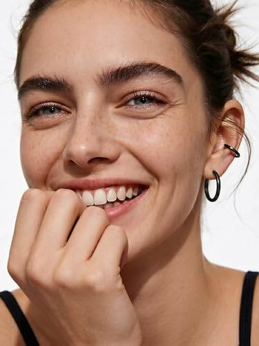 Image of ChicSilver 925 Sterling Silver Huggie Hoop Earrings Small Hoop Earrings for Women Hypoallergenic Silver Huggie Earring Cartilage Earrings for Women (6 /8 /10 /12 /14 /16 /18 /20MM)