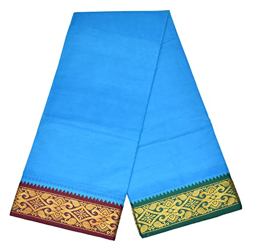 Image of TUNI MANI Men's Panchakacham Dhoti with Angavasthram Towel, Jari Border, 100% Cotton, Size: 9 X 5 (4.0mtr Dhoti, 2.25mtr Towel) (Unstitched)
