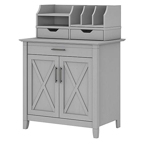 Bush Furniture Key West Secretary Desk with Storage and Desktop Organizers, Cape Cod Gray