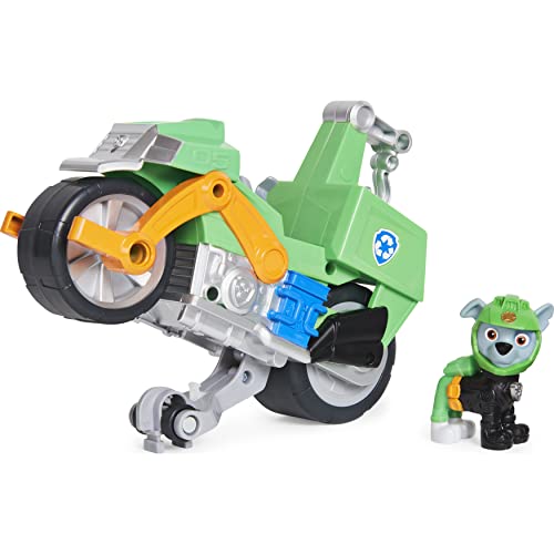 LA Pat' Patrouille - VEHICULE + Figurine Rocky Moto Pups - Moto avec Rétrofriction Et Figurine Amovible De Rocky - Paw Patrol - 6060545 - Jouet Enfant 3 Ans et +
