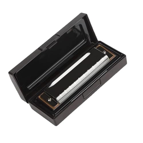 10 Holes Harp Harmonica With Case Brass Stainless Steel Harmonica n[jJv (Color : Black)
