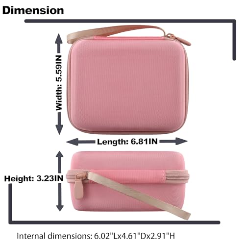 Image of Hard Case for Nelko PP01 /PP03 Color Mini Portable Printer, Pink | Features a Mesh Pocket for Accessories. Hand Strap for Easy Carrying. Hard EVA Shell with Soft Velvet Lining. Case Only