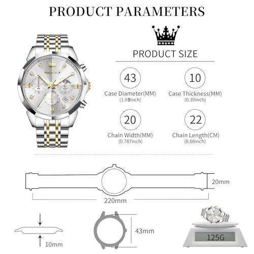 Image of OLEVS Watch Men Stainless Steel Watches Luxury Chronograph Men Wrist Watch | Multifunction,Diamond, Date, Business, Classic,Dress Watch for Men, Gift for Men, reloj de Hombre
