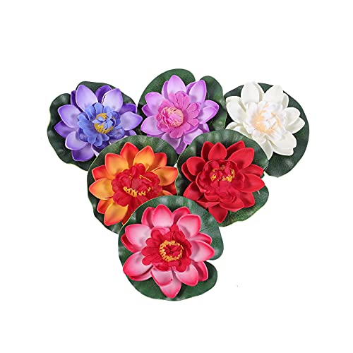 Balacoo X44XZZRF1573W37 6Pcs Artificial Floating Foam Lotus Flowers Lifelike Water Lily Flowers Pad cover