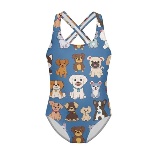 Image of WELLFLYHOM Girls Bathing Suits One Piece 5-14 Kids Full Coverage Swimsuits Cross Back Summer Swimwear for Beach Holiday