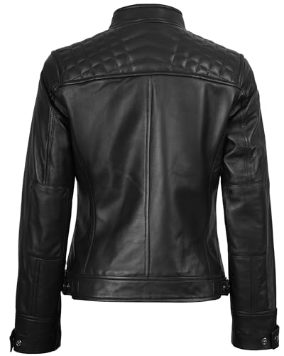 Blingsoul Leather Jacket Women - Quilted Cafe Racer Style Womens Leather Jackets4