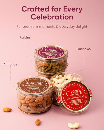 Image of Hyperfoods Dry Fruits Gift Box 375g RawFruit Courtyard Collection Pack of 3 DryFruits Gift Pack Rakhi Gift for Brother Rakhi Hamper for Sister Dry Fruits Gift Hamper Dryfruit Box for Gift