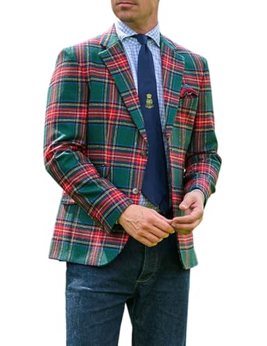 Ugly Christmas Suit Jacket for Men Holiday Vintage Plaid Tuxedo Blazer for Dinner,Prom,Wedding