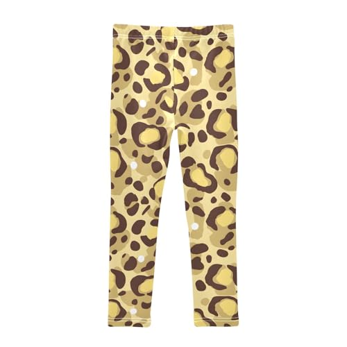 Yellow Leopard Girls Leggings Soft Stretch Workout Yoga Dance Pants for Kids Casual Tights2