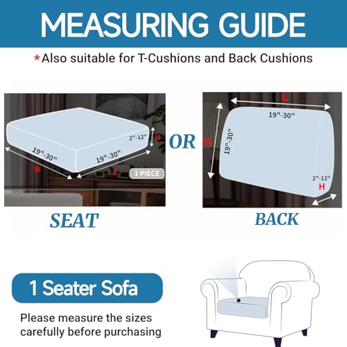 YEMYHOM Stretch Individual Cushion Cover Sofa Chair Seat Cushion Slipcovers Soft Couch Cover Replacement Diamond Pattern Furniture Protector with Elastic Bottom (1 Pc Cushion Cover, Diamond Pea Green)