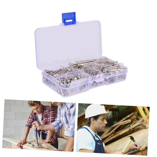 460 piezas de clavos redondos de acero inoxidable para manualidades y carpintería, plateados miniatura 6
