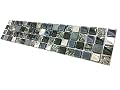 Hominter Tile Sample 3 x 12 Inches: Crackled Crystal Backsplash Rhinestone Mosaic Tile, Silver Coated Glass and Marble Wall Tiles, Black / Gray Blue Tile for Kitchen and Bathroom KS66B