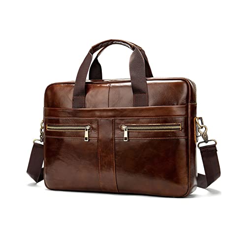 Mens Genuine Leather Carrying Cases Cowhide Briefcases Travel Bags Handbags Business Laptop Bags Shoulder Bags