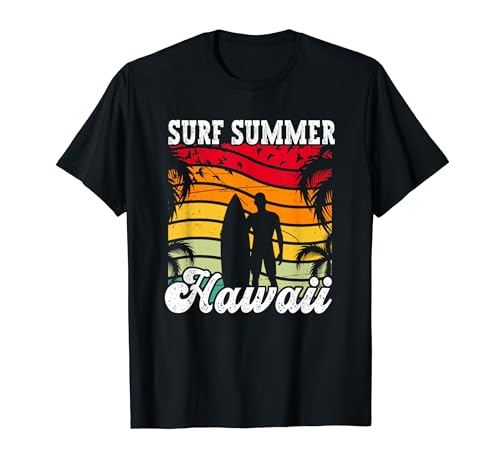 Slogan estivo per il surf: Surf Summer Hawaii Maglietta