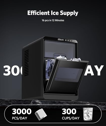 Image of COWSAR Crescent Ice Maker, Slow-Melting Countertop Ice Maker, 27 Lbs /24H, 16Pcs in 12-15Mins, Self-Cleaning, 24-Hour Timer, Portable Crystal Clear Ice Machine, 3000PCS Per Day, for Home /Office /Party