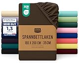 Utopia Bedding - Spannbettlaken 180x200cm - Braun - Oeko-Tex Zertifiziertes Gebürstete Polyester-Mikrofaser Spannbetttuch - 35 cm Tiefe Tasche