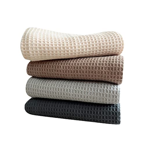 HESYSUAN Lot de 4 serviettes de table en coton - Motif gaufré - Absorbantes - Pour hôtel, restaurant, mariage Cover