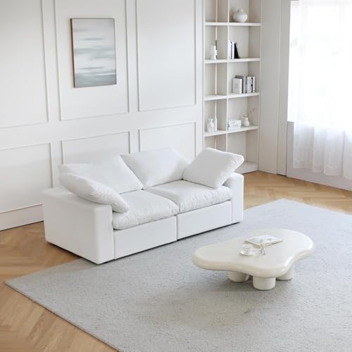 Image of JACH Modular Cloud Sectional Sofa, Love Seat Cloud Couch, Modern Comfy Sofas for Apartment Small Space, Covers Removable, Minimalist White Couch for Living Room
